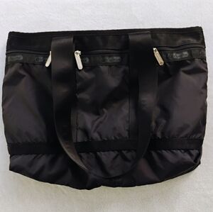 LeSportsac Black Nylon Travel Tote Bag